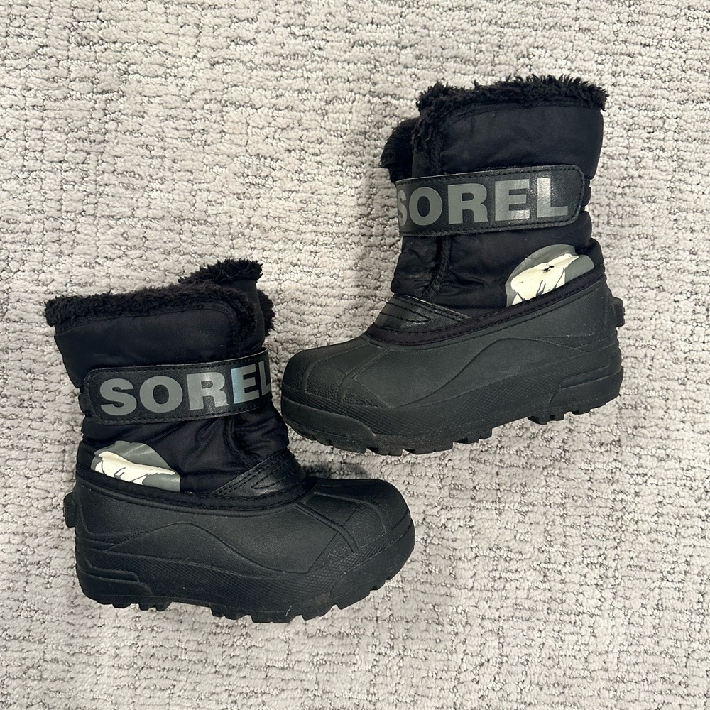 Kids Sorel Snow Boots, T 11 Black, Unisex